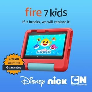 Amazon Fire 7 Kids tablet (newest model) ages 3-7. Top-selling 7" kids tablet on Amazon | 6-months of ad-free content with parental controls included, 10-hr battery, 16 GB, Red