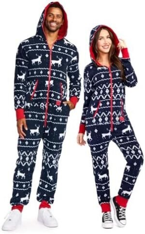 Tipsy Elves Unisex Adult Christmas Onesies Matching Holiday Jumpsuits with Convenient Pockets