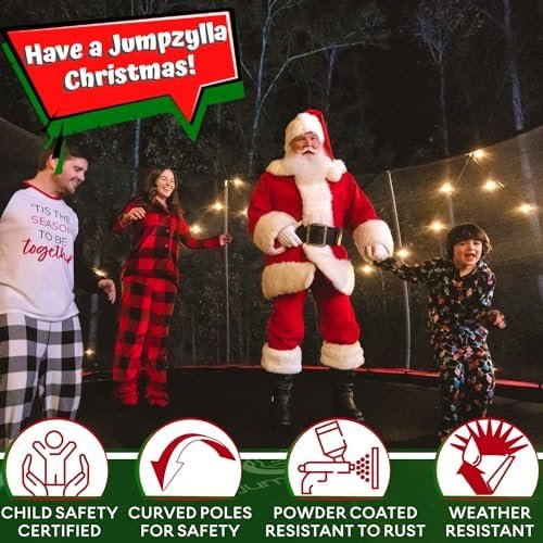 JUMPZYLLA Trampoline 8FT 10FT 12FT 14FT 15FT 16FT Trampoline with Enclosure - Recreational Trampolines with Ladder and AntiRust Coating, ASTM Approval Outdoor Trampoline for Kids - Image 2