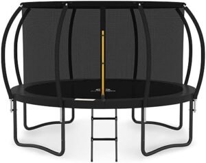 JUMPZYLLA Trampoline 8FT 10FT 12FT 14FT 15FT 16FT Trampoline with Enclosure - Recreational Trampolines with Ladder and AntiRust Coating, ASTM Approval Outdoor Trampoline for Kids