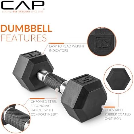 CAP Barbell Coated Hex Dumbbell Weight | Multiple Options - Image 3