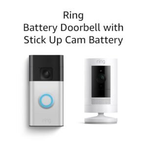 All-new Ring Battery Doorbell with Ring Stick Up Cam Battery (White)