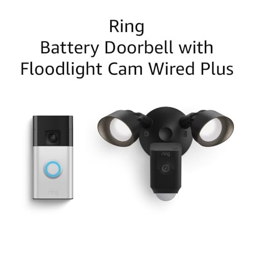 All-new Ring Battery Doorbell with Ring Floodlight Cam Wired Plus (Black)