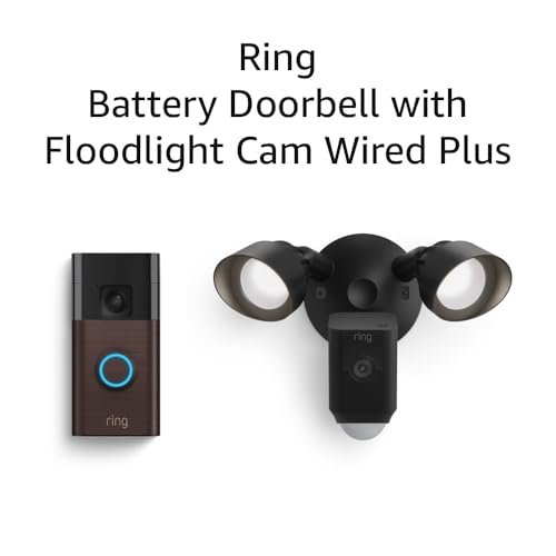 All-new Ring Battery Doorbell with Ring Floodlight Cam Wired Plus (Black)