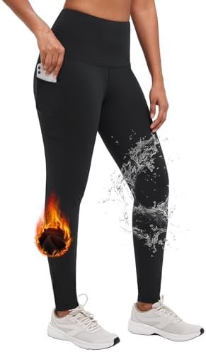 BALEAF Women's Fleece Lined Leggings Thermal Warm Winter Tights High Waisted Yoga Pants Cold Weather with Pockets