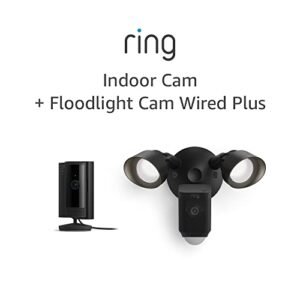 Ring Floodlight Cam Wired Plus with All-new Ring Indoor Cam, Black