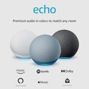 Amazon Echo (newest model), With premium sound, smart home hub, and Alexa, Twilight Blue