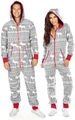 Tipsy Elves Unisex Adult Christmas Onesies Matching Holiday Jumpsuits with Convenient Pockets