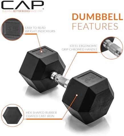 CAP Barbell Coated Hex Dumbbell Weight | Multiple Options - Image 3