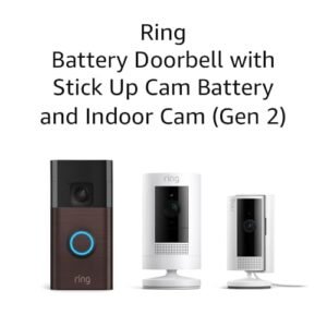 All-new Ring Battery Doorbell with Ring Indoor Cam 2nd Gen (White) and Ring Stick Up Cam Battery (White)