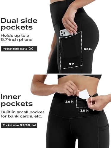 CHRLEISURE Leggings with Pockets for Women, High Waisted Tummy Control Workout Yoga Pants - Image 2