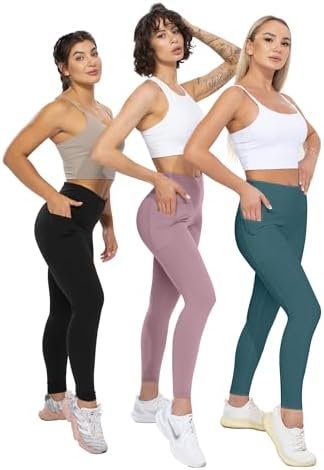 CHRLEISURE Leggings with Pockets for Women, High Waisted Tummy Control Workout Yoga Pants - Image 5