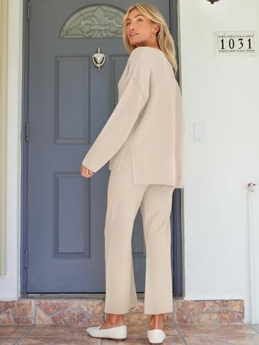 LILLUSORY Women's 2 Piece Lounge Sets Oversized Slouchy Matching Cozy Knit Sets - Image 5