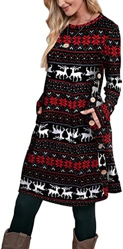 OFEEFAN Womens Long Sleeve Tunic Dres Fall Outfits with Pockets Buttons