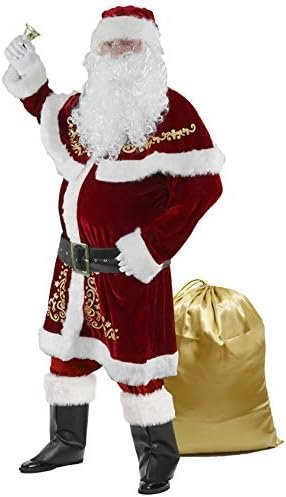 Men’s Santa Costume Set Christmas 12pcs Deluxe Velvet Adult Santa Claus Suit