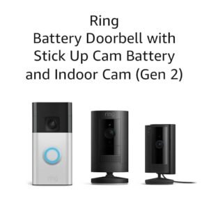 All-new Ring Battery Doorbell with Ring Stick Up Cam Battery (Black) and Ring Indoor Cam 2nd Gen (Black)
