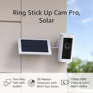 Ring Stick Up Cam Pro, Solar | Two-Way Talk with Audio+, 3D Motion Detection with Bird’s Eye Zones, 1080p HDR Video & Color Night Vision (2023 release), White