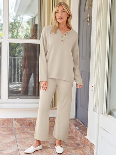 LILLUSORY Women's 2 Piece Lounge Sets Oversized Slouchy Matching Cozy Knit Sets - Image 4