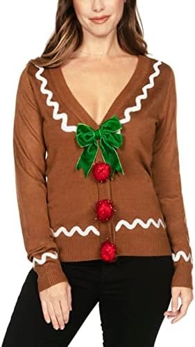 Tipsy Elves Classic Cute Cardigan Ugly Christmas Sweaters for Women with Fun Patterns and Animals
