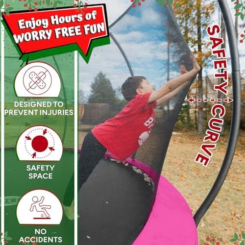 JUMPZYLLA Trampoline 8FT 10FT 12FT 14FT 15FT 16FT Trampoline with Enclosure - Recreational Trampolines with Ladder and AntiRust Coating, ASTM Approval Outdoor Trampoline for Kids - Image 3