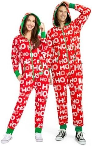 Tipsy Elves Unisex Adult Christmas Onesies Matching Holiday Jumpsuits with Convenient Pockets