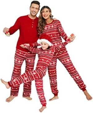 Ekouaer Family Christmas Pajamas Matching Sets Womens Mens Kids Pjs Long Sleeve Sleepwear Holiday Lounge Sets