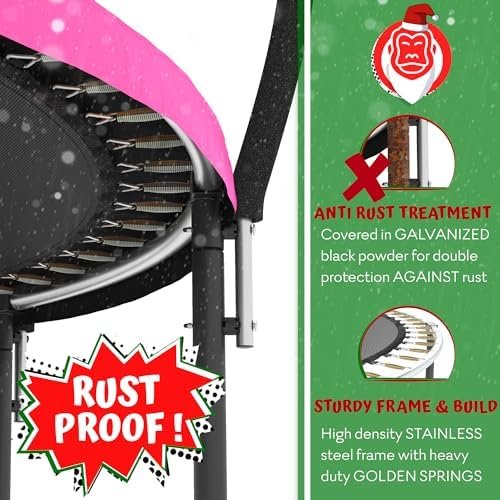 JUMPZYLLA Trampoline 8FT 10FT 12FT 14FT 15FT 16FT Trampoline with Enclosure - Recreational Trampolines with Ladder and AntiRust Coating, ASTM Approval Outdoor Trampoline for Kids - Image 8