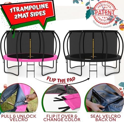 JUMPZYLLA Trampoline 8FT 10FT 12FT 14FT 15FT 16FT Trampoline with Enclosure - Recreational Trampolines with Ladder and AntiRust Coating, ASTM Approval Outdoor Trampoline for Kids - Image 4