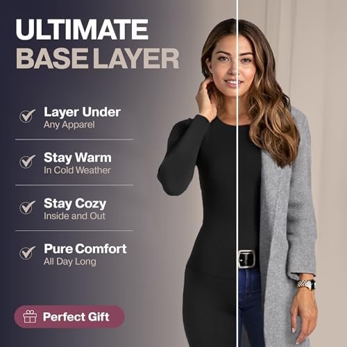 Thermajane Long Johns Thermal Underwear for Women Fleece Lined Base Layer Pajama Set Cold Weather - Image 3