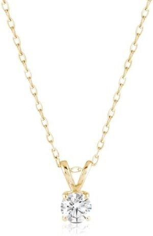 Amazon Essentials IGI Certified Solitaire Lab Grown Diamond Pendant Necklace in 14k Gold - 16" Chain with 2" Extender