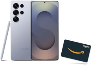 SAMSUNG Galaxy S25 Ultra Cell Phone + $200 Amazon Gift Card, 256GB AI Smartphone, Unlocked Android, 200MP AI Camera, S Pen, Fast Processor, Long Battery Life, 2025, Titanium Silverblue