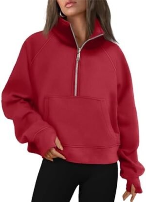 AUTOMET Womens Sweatshirts Half Zip Cropped Pullover Fleece Quarter Zipper Hoodies 2025 Fall Fashion Outfits Clothes