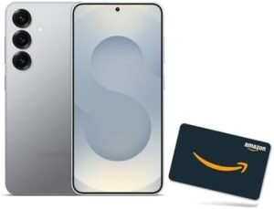 SAMSUNG Galaxy S25 Cell Phone + $100 Amazon Gift Card, 256GB AI Smartphone, Unlocked Android, Night Video, 50MP AI Camera, Fast Processor, ProScaler Display, Long Battery Life, 2025, Silver Shadow