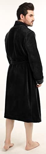 NY Threads Luxurious Men's Shawl Collar Fleece Bathrobe Long Spa Robe - Image 3