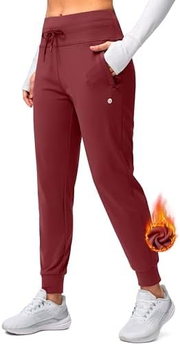 G Gradual Women's Fleece Lined Joggers High Waisted Water Resistant Thermal Winter Sweatpants Running Hiking Pockets