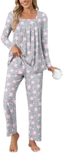 Anyally Women's Fall Pajama Sets, 2-Piece Lounge Sleepwear Ladies Pjs Sets with Pockets