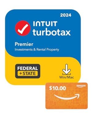 Intuit TurboTax Premier 2024 + $10 Amazon Gift Card [PC/Mac Download]
