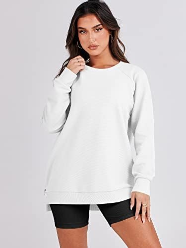ANRABESS Womens Oversized Sweatshirt Crewneck Long Sleeve Tunic Pollover Shirt Side Zipper Hoodie Sweater 2024 Winter Clothes - Image 2