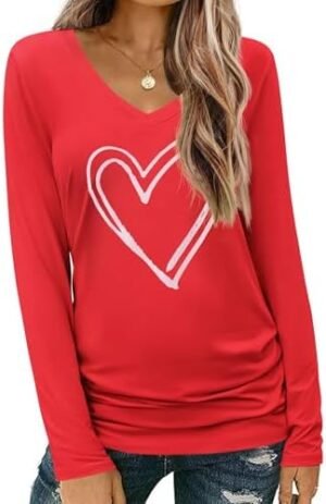 Zeagoo Womens T Shirts Long Sleeve V Neck Basic Tee Soft Casual Loose Fit Fall Tops Outfits 2025