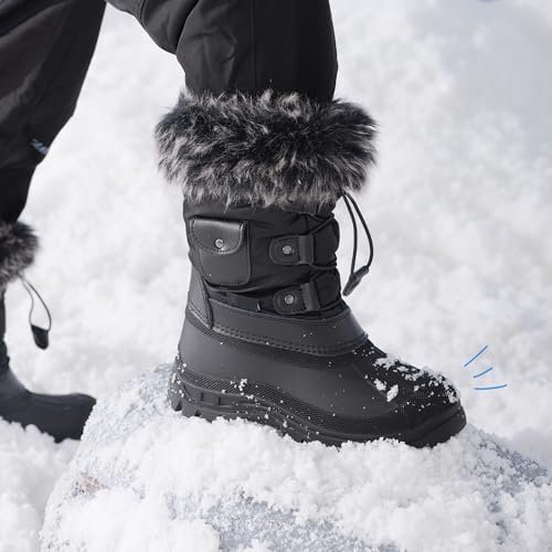 DREAM PAIRS Boys Girls Snow Boots Waterproof Outdoor Warm Cozy Anti-Slip Mid Calf Faux Fur Lining Insulated Winter Shoes for Little/Big Kids - Image 5