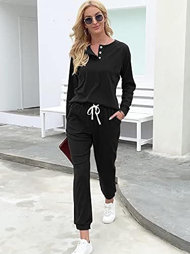 WIHOLL Two Piece Outfits for Women Lounge Sets Button Down Sweatshirt Sweatpants Sweatsuits Set with Pockets - Image 3
