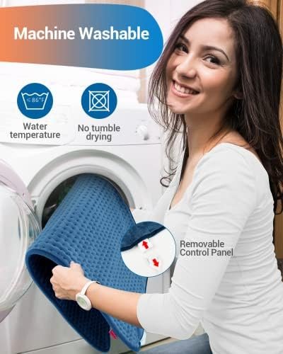 Comfytemp Heating Pad for Back Pain Relief - FSA HSA Eligible Extra Large Heating Pad XXL, Christmas Birthday Gifts for Women Mom, 17''x 33'' King Size Electric Heating Pad for Period Cramps (Blue) - Image 8