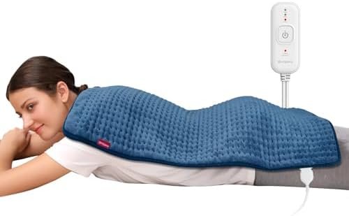 Comfytemp Heating Pad for Back Pain Relief - FSA HSA Eligible Extra Large Heating Pad XXL, Christmas Birthday Gifts for Women Mom, 17''x 33'' King Size Electric Heating Pad for Period Cramps (Blue)