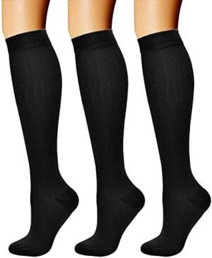 CHARMKING Compression Socks for Women & Men Circulation (3 Pairs) 15-20 mmHg is Best Support for Athletic Running Cycling