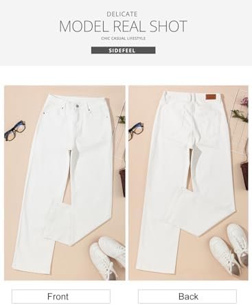 Sidefeel Women's Wide Leg Jeans Casual High Waisted Straight Zimbaplatinum Denim Pants with Pockets - Image 5