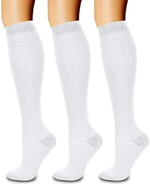 CHARMKING Compression Socks for Women & Men Circulation (3 Pairs) 15-20 mmHg is Best Support for Athletic Running Cycling
