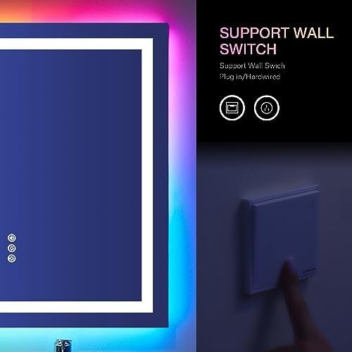 LOAAO 24"X32" LED Bathroom Mirror with Lights, Anti-Fog, Dimmable, RGB Backlit + Front Lighted, Bathroom Vanity Mirror for Wall, Memory Function, Shatter-Proof, Tempered Glass - Image 6