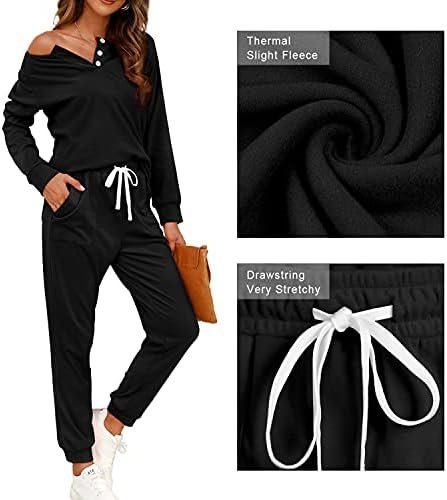 WIHOLL Two Piece Outfits for Women Lounge Sets Button Down Sweatshirt Sweatpants Sweatsuits Set with Pockets - Image 4