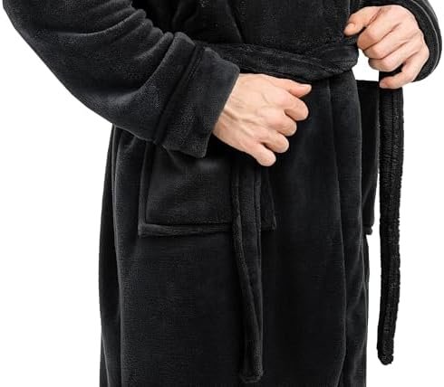 NY Threads Luxurious Men's Shawl Collar Fleece Bathrobe Long Spa Robe - Image 5