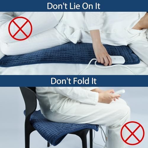 Comfytemp Heating Pad for Back Pain Relief - FSA HSA Eligible Extra Large Heating Pad XXL, Christmas Birthday Gifts for Women Mom, 17''x 33'' King Size Electric Heating Pad for Period Cramps (Blue) - Image 6